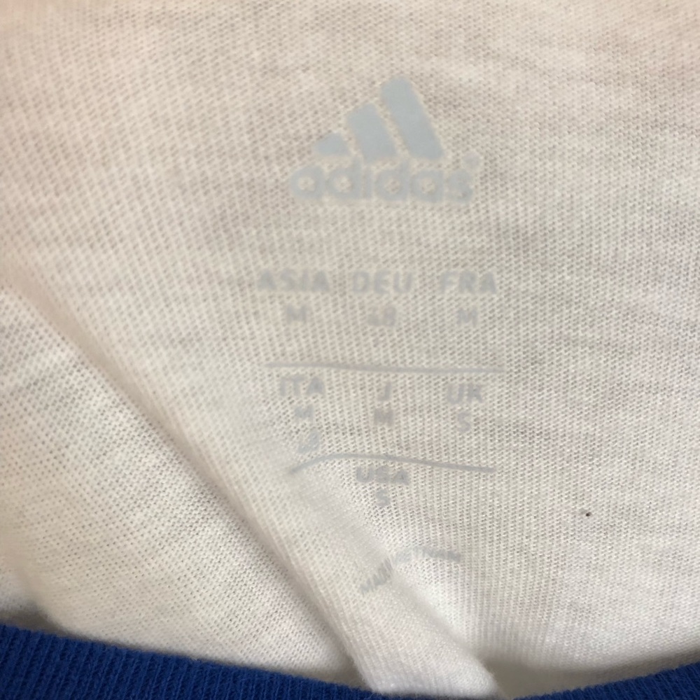 Adidas Blue White Raglan Baseball 3/4 Sleeve Top - Picture 4 of 4